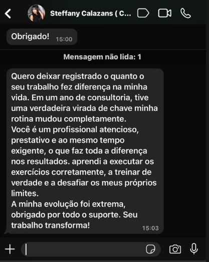 Resultado de aluna - Depoimento